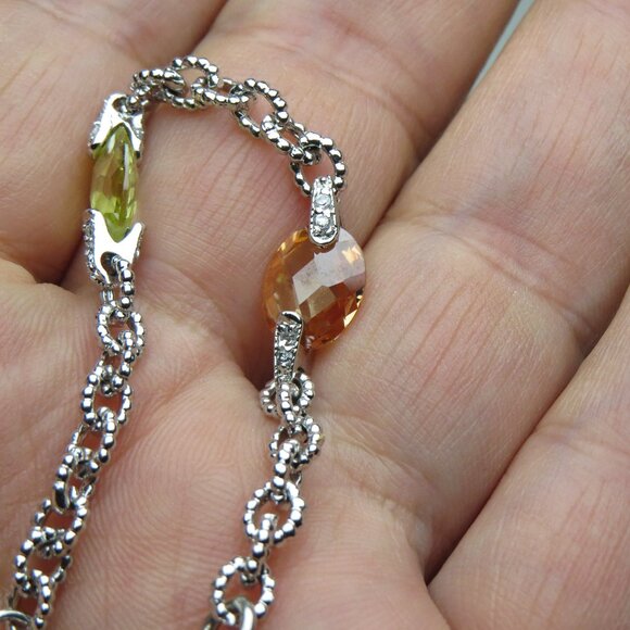*925 Sterling Topaz, Citrine Silver Bracelet - Picture 1 of 3